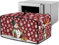 Toaster Oven Dust Cover with Storage Pockets, Protective Decorative Smart Oven Cover for for Kitchen Countertop, M, Snowman Dachshund Dog Snowflake Red Christmas Decor