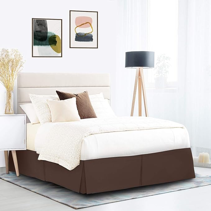 Nestl Dark Brown Twin XL Bed Skirt - Twin XL Size Bed Skirt 14 Inch Drop - Brushed Microfiber Bed Skirts - Hotel Quality Pleated Bed Skirt - Shrinkage & Fade Resistant