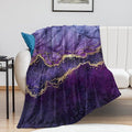 Modern Marble Blanket, Abstract Luxury Baroque Art Golden Purple Stone Veins Pattern Soft Warm Cozy Plush Flannel Covers for Livingroom Bedroom Couch Chair Camping Travel Home Decor Tapestry 30x40in