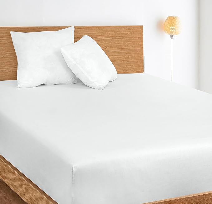 ROYALE LINENS 300 Thread Count 100% Long Staple Combed Cotton Fitted Sheet California King - Super Soft Deep Pocket Bottom Sheet - Fitted Sheets Only - Elastic Sheets (Cal King, White)