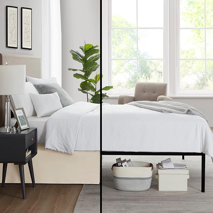 Nestl Cream Bed Skirt Cal King Size - Cal King Bed Skirt 14 Inch Drop - Brushed Microfiber Bed Skirts - Hotel Quality Pleated Bed Skirt - Shrinkage & Fade Resistant