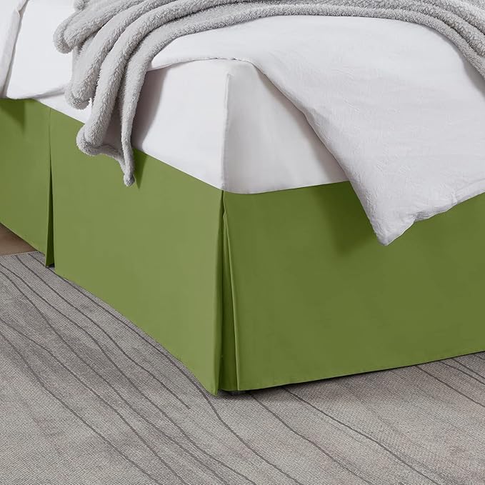 Nestl Calla Green Full Bed Skirt - Full Size Bed Skirt 14 Inch Drop - Brushed Microfiber Bed Skirts - Hotel Quality Pleated Bed Skirt - Shrinkage & Fade Resistant