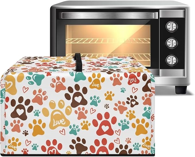 Microwave Oven Dust Cover, Dog Paw Polyester Dust Cover for Microwave Oven for Most Microwaves Oven Cloth Covers Waterproof Microwaves Dusts Covers Anti-Scratch Washable