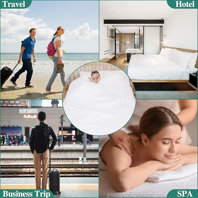 2 Pack Disposable Bed Sheets for Hotel, Portable Bedspread, Disposable Bedding Set with 2 Bed Sheet 2 Quilt Cover and 4 Pillowcase for Travel
