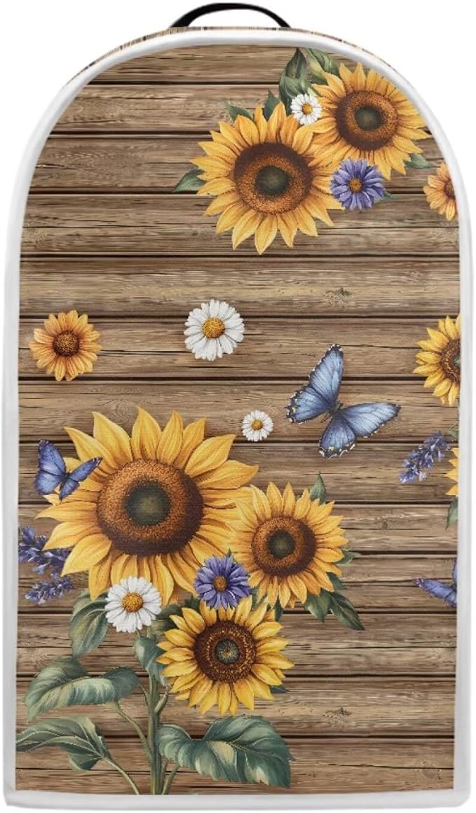 Sunflower Print Dust Cover for Blender Wood Design Blender Covers Stain Resistant Food Processor Dust Covers Washable Appliance Cloth Protector with Top Handle 2025