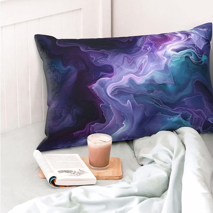 Purple Teal Turquoise Galaxy Nebulous 20x12 inches Throw Pillow Covers Cozy Square Pillowcases Home Decor for Bed Couch Sofa Office Living Room Cushion Covers