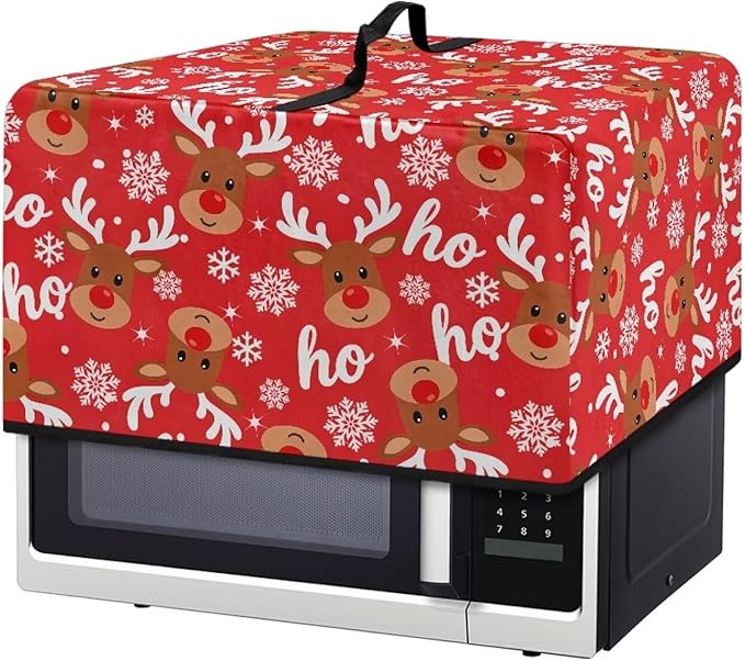 Microwave Ovens Dust Cover, Christmas Elk Heat-Resistant Waterproof Polyester Oven Protection Case for Microwave Oven Smart Oven Toaster Stainless Steel Oven