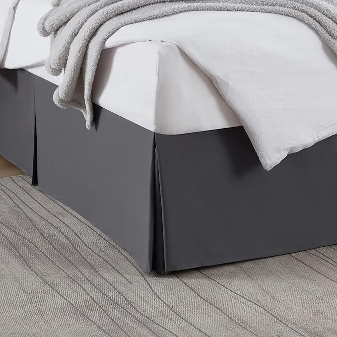 Nestl Dark Gray Full Bed Skirt - Full Size Bed Skirt 14 Inch Drop - Brushed Microfiber Bed Skirts - Hotel Quality Pleated Bed Skirt - Shrinkage & Fade Resistant