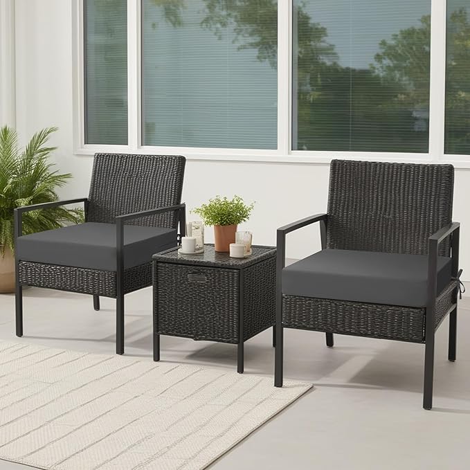 idee-home Outdoor Cushions for Patio Furniture, Outdoor Seat Cushion, Waterproof Couch Hampton Bay Deep Seat Replacement Chair Cushions for Garden Lawn Backyard Deck, 19 x 19 Dark Grey