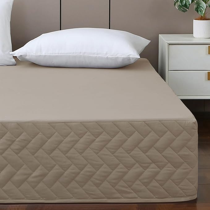 Full Bed Skirt-Box Spring Cover with 14 Inch Tailored Drop,Wrinkle and Fade Resistant Hotel Wrap Around Bed Skirts,Bed Frame Cover (Checkered Light Khaki, Full)