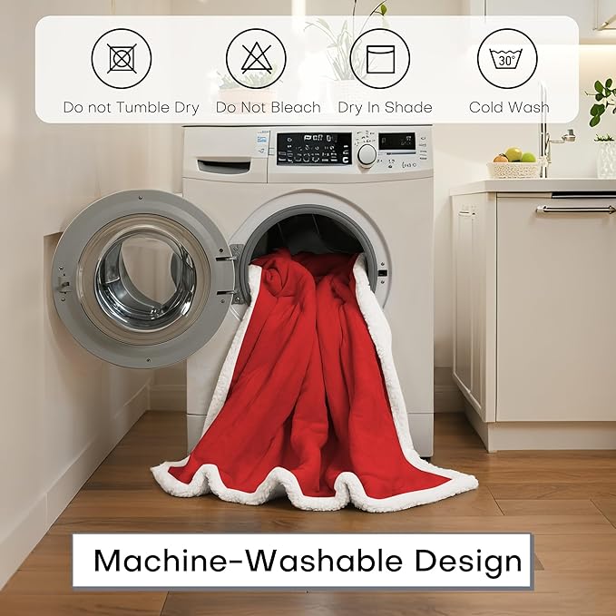 Electric Heated Blanket Full Size 72"x84" - Dual-Sided with Microplush & Sherpa Fabric, 4 Heat Settings & 10 Hours Auto Off, Machine Washable - Bright Red