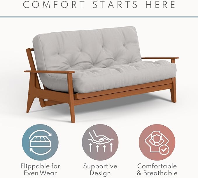 Royal Sleep Products by The Futon Factory 6 inch Foam Futon Mattress - Solid Teal Cover - Queen Size - CertiPUR Certified Foams - Made in USA - Replacement Mattress - (Frame not Included)