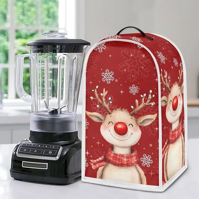 Christmas Blender Cover Elk Food Processor Dust Cover Red Xmas Kitchen Decor Dustproof Anti-Stain Appliance Dust Cover for Kitchen Aid Mixers Coffee Machine