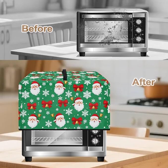 Microwave Oven Dust Cover, Christmas Santa Claus Heat-Resistant Waterproof Polyester Fabric Protection for Toaster Oven Air Fryer Dust Cover for Microwaves Ovens Machine Washable