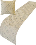 The HomeCentric Beige Bed Runner for King/Queen/Twin Cotton Linen Decorative Bed Scarf 53"x18" Bed Runner Without Pillow Cover, Geometric Bed Scarf Bedroom Décor Accent - Broderie Belle