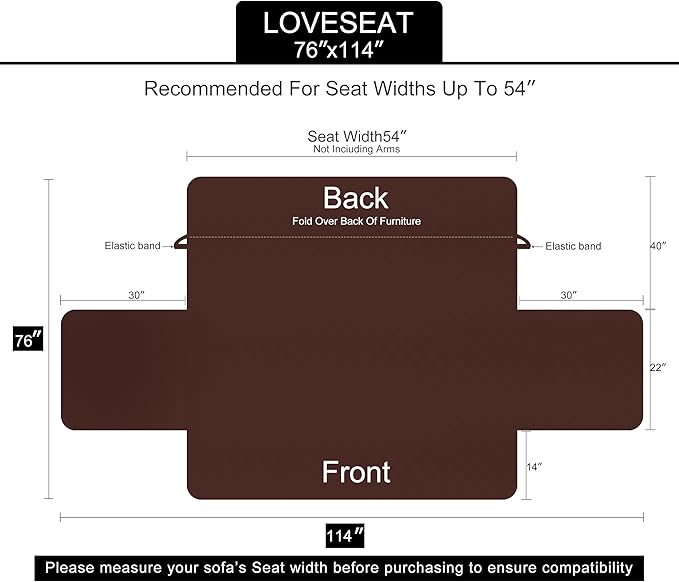 U-NICE HOME Loveseat Sofa Cover Reversible Couch Cover for Dogs with Elastic Straps Water Resistant Furniture Protector for Pets Couch Cover for 2 Cushion Couch (Loveseat, Coffee/Beige)