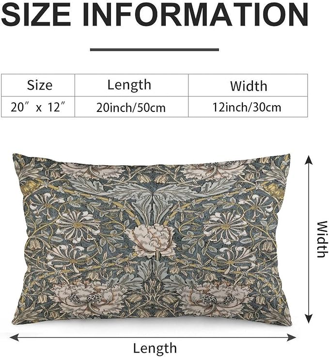 Pimpernel William Morris Throw Pillow Covers 12x20 Inch Aesthetic Pillow Velvet Decorative Pillowcase Home Decor Living Room Cushion Case for Bed Sofa Couch