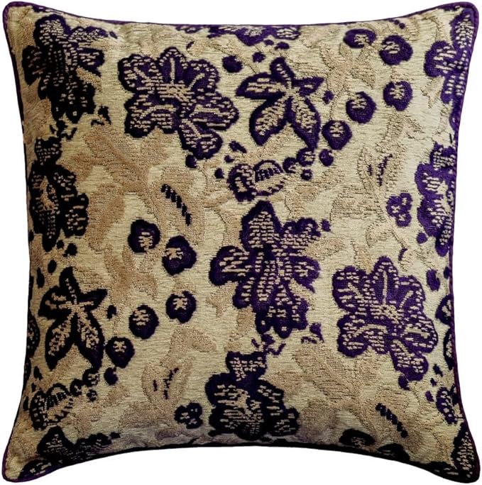 The HomeCentric King/Queen/Twin Purple Decorative King 90"x18" Bed Runner Without Pillow Cover, Floral, Velvet Bed Scarf on Velvet Fabric - Plum Petal