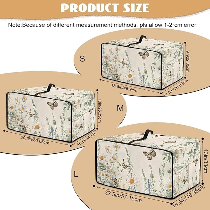 Butterfly Daisy Floral Print Microwave Oven Dust Cover Dust-Proof Heavy Duty Microwave Oven Cover with Storage Pockets Waterproof Decor Accessories for Kitchen, M