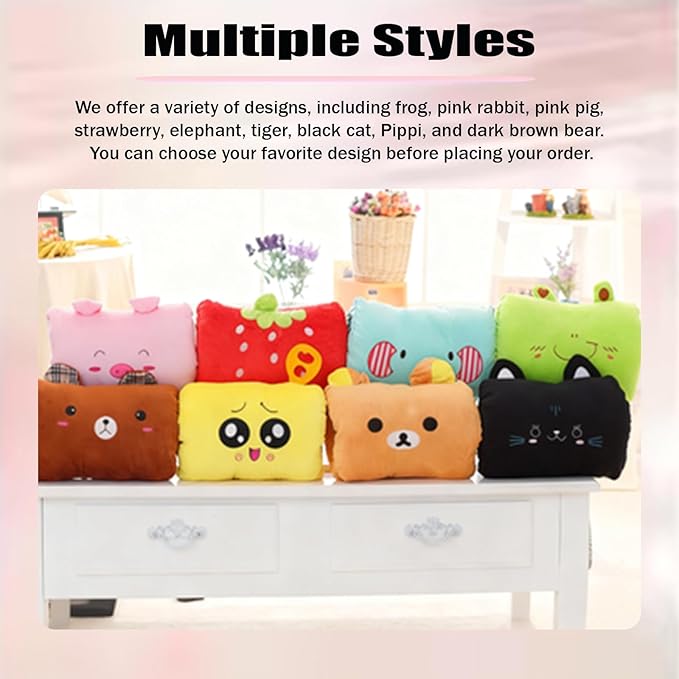 Kids Cartoon Hand Pillow Hand Warmer,Multifunction Home Animal Doll Plush Muffs Cartoon,Soft Cotton,for Napping,Travel Essentials (model8)