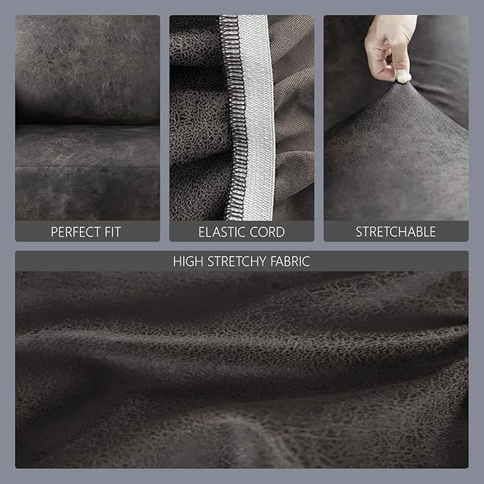 molasofa Leather Like Stretch Futon Slipcover Armless Futon Bed Sofa Cover Furniture Protector with Elastic Bottom, Soft and Washable Futon Cover for Sofa Bed Stay in Place（Larger，Khaki）
