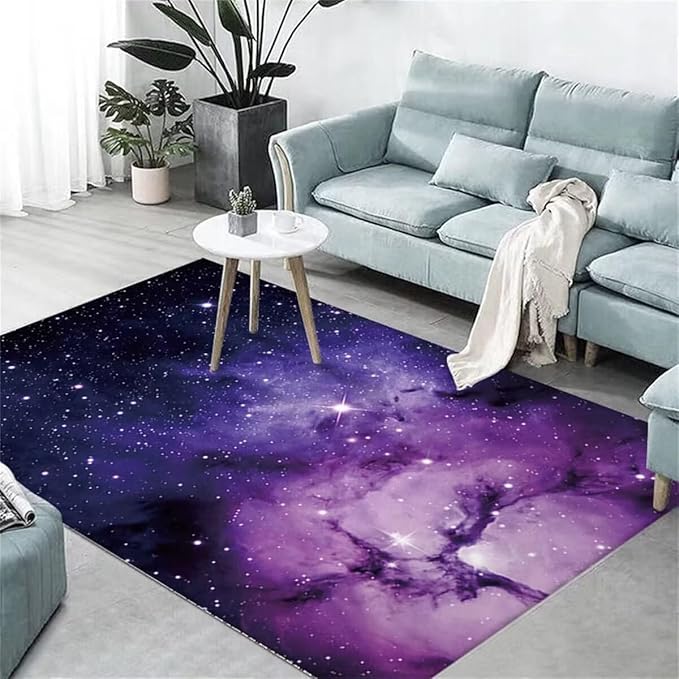 Colorful Galaxy Theme Large Area Rug for Living Dinning Room 4x5 ft Starry Sky Bedroom Rugs Soft Hallway Floor Mat Non-Slip Washable Carpet