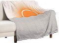 Abstract Sunset Throw Blanket, Boho Mid Century Geometric Minimalist Aesthetic Wave Sunrise Soft Warm Blankets for Couch Bedroom Sofa Office, 30"x40"