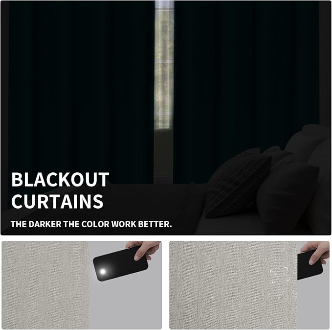 Easy-Going Linen Look Blackout Curtain 42x63 Inch Window Curtain Drapes for Bedroom, Living Room Thermal Insulated Room Darkening (Set of 2 Panels, Natural)