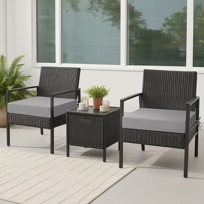 idee-home Outdoor Cushions for Patio Furniture, Outdoor Seat Cushion, Waterproof Couch Hampton Bay Deep Seat Replacement Chair Cushions for Garden Lawn Backyard Deck, 19 x 19 Grey