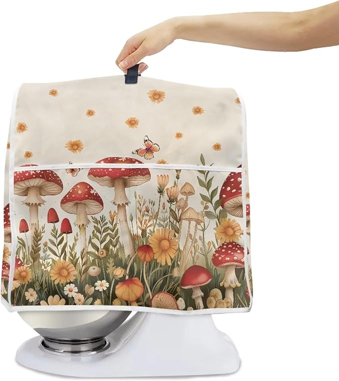 Mushroom Mixer Cover Compatible for 6-8 Quart Kitchen Mixer Modern Kitchen Appliance Dust Cover with Top Handle and Accessories Pocket, Home Decor 2025