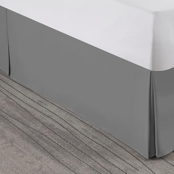 Nestl Grey Bed Skirt Queen Size - Queen Bed Skirt 14 Inch Drop - Brushed Microfiber Bed Skirts - Hotel Quality Pleated Bed Skirt - Shrinkage & Fade Resistant