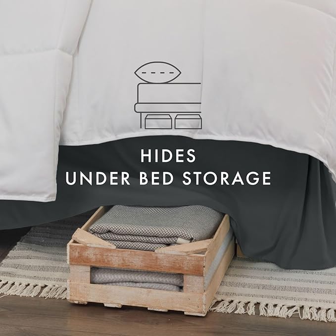 Linen Market Bed Skirt - Ultra Soft Microfiber - Easy Fit with 14 Inch Tailored Drop - Hotel Quality, Shrinkage & Fade Resistant - Bed Cover - Twin XL Bed Skirts - Bedroom Décor - (Twin XL, Gray)