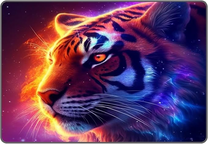 5' X 7' Galaxy Tiger Rug 3D Fierce Tigers Area Rugs for Bedroom Living Room Playroom Gameroom Boys Kids Fire Glitter Carpet Throw Rugs Floor Mat