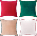 MONDAY MOOSE Christmas Decorative Throw Pillow Covers Cushion Cases, Set of 4 Soft Velvet Double-Sided Designs, Mix and Match for Home Decor, Pillow Inserts Not Included (16x16 inch, Red/Green)