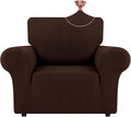 LURKA Stretch Chair Sofa Slipcovers 1 Piece Couch Covers for Sofa Furniture Protector Full Sofa Covers with Elastic Bottom for Kids and Dog (Small, Chocolate)