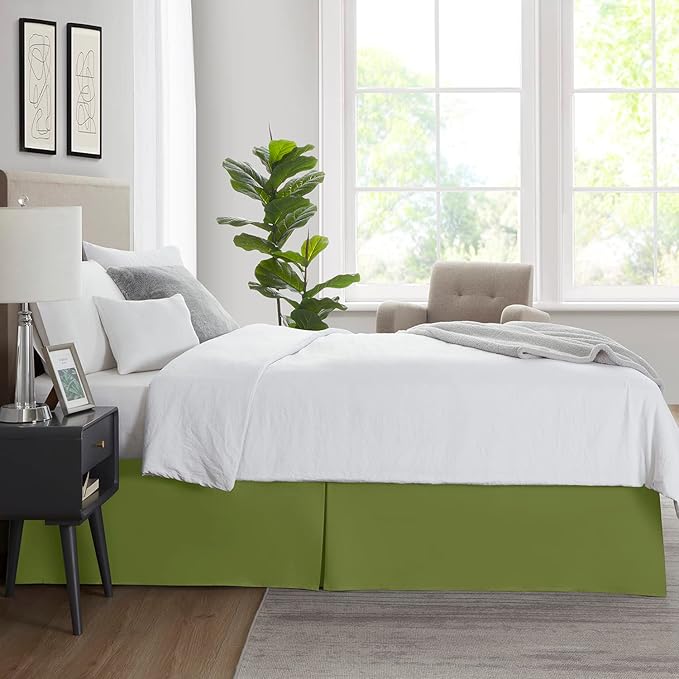 Nestl Calla Green Bed Skirt King Size - King Bed Skirt 14 Inch Drop - Brushed Microfiber Bed Skirts - Hotel Quality Pleated Bed Skirt - Shrinkage & Fade Resistant