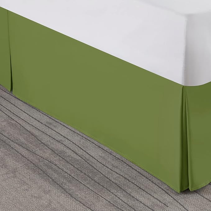 Nestl Calla Green Twin XL Bed Skirt - Twin XL Size Bed Skirt 14 Inch Drop - Brushed Microfiber Bed Skirts - Hotel Quality Pleated Bed Skirt - Shrinkage & Fade Resistant