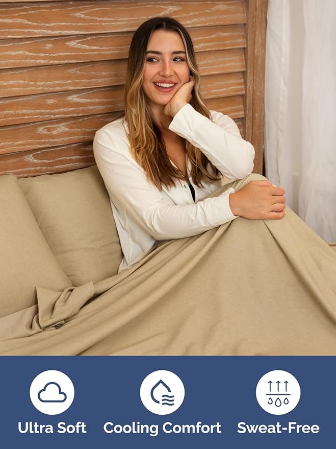 Extra Deep Queen Fitted Sheet - Hotel Luxury Single Fitted Sheet Only - Easily Fits 18 inch to 24 inch Mattress - Ultra Soft, Wrinkle Free with Extra Deep Pockets - Breathable & Comfy - Heathered Tan