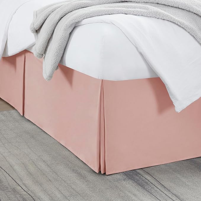 Nestl Peach Beige Bed Skirt Cal King Size - Cal King Bed Skirt 14 Inch Drop - Brushed Microfiber Bed Skirts - Hotel Quality Pleated Bed Skirt - Shrinkage & Fade Resistant