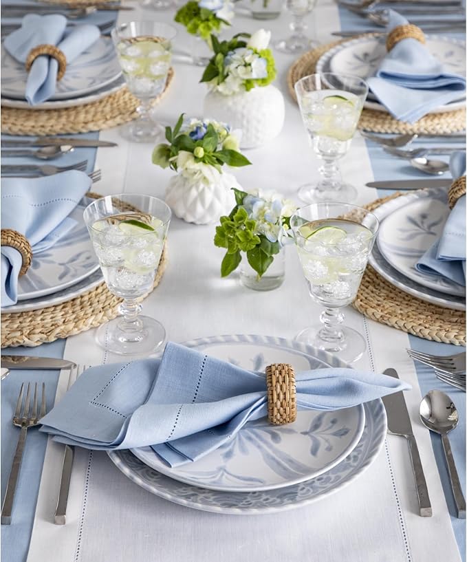 Solino Home Linen White Table Runner 108 Inches Long - 100% Pure Linen 14 x 108 Inch Table Runner for Holiday, Christmas, New Year - Classic Hemstitch