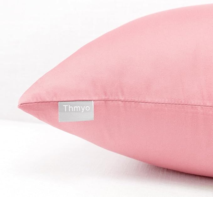 4-Pack 100% Cotton Comfortable Solid Decorative Throw Pillow Case,Thmyo Square Cushion Cover Pillowcase Sublimation Blank Pillow Covers DIY Throw Pillowcase for Couch Sofa(16x16 inch/ 40x40cm,Pink 2)