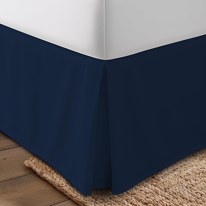 Utopia Bedding Twin Bed Skirt - Soft Quadruple Pleated Ruffle - Easy Fit with 16 Inch Tailored Drop - Hotel Quality, Shrinkage and Fade Resistant (Twin, Navy)