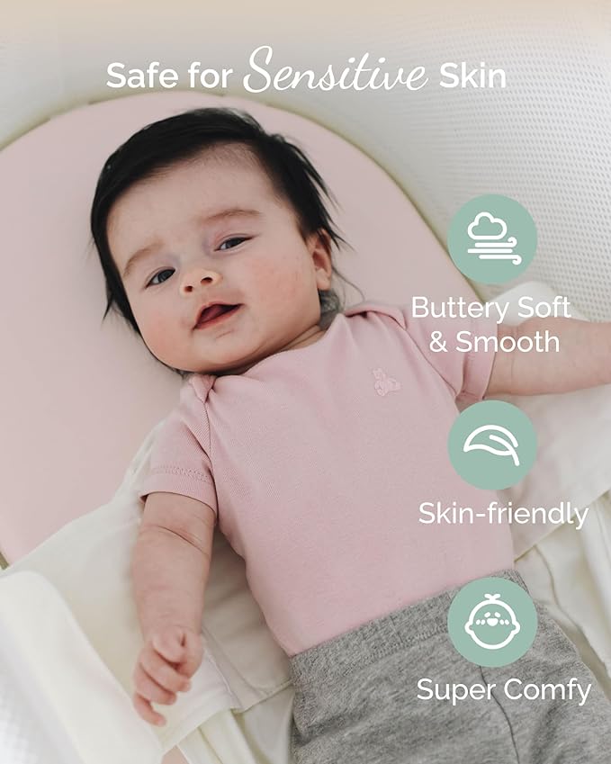 Bassinet Fitted Sheets Compatible with SNOO Happiest Baby Oval Bassinet - Buttery Soft, Silky Comfort, Premium Stretchy Jersey Knit Sheets - Sky + Sage + Cloud, 3 Pack