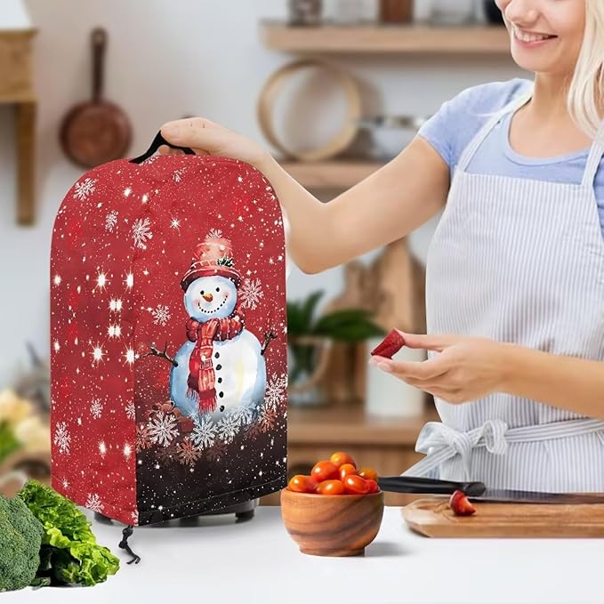 Christmas Blender Dust Cover Stand Mixer or Coffee Maker Appliance Covers with Drawstring, Anti Fingerprint Dust Proof Stain Resistant Blender Cover for Kitchen, Cute Snowman Print