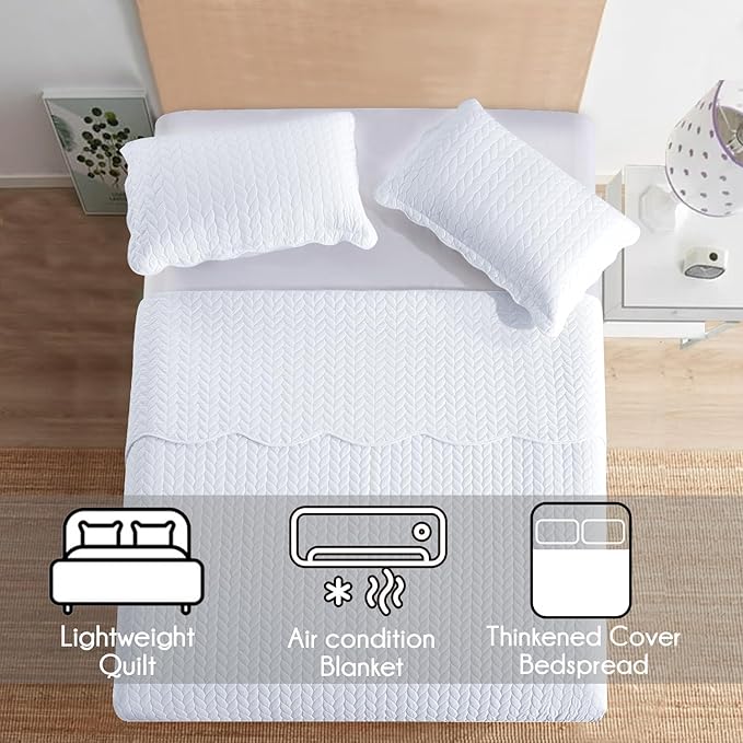 IR Imperial Rooms 8 Pack California King Quilt Bedding Set (118"x106") - Bulk Wholesale for Hotels, Guest Bedroom & Airbnbs - Lightweight Microfiber Reversible Embossed Quilts Bedspread (White)