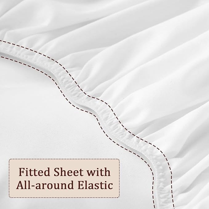 Twin Fitted Sheet for Air Mattress, with 18-24 Inch Extra Deep Pocket, Soft Breathable Air Bed Mattress Sheet Cover for Inflatable Bed, White