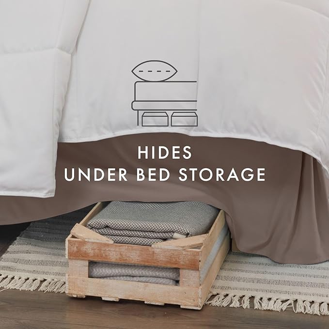 Linen Market Bed Skirt - Ultra Soft Microfiber - Easy Fit with 14 Inch Tailored Drop - Hotel Quality, Shrinkage & Fade Resistant - Bed Cover - Cal King Bed Skirt - Bedroom Décor - (Cal King, Taupe)