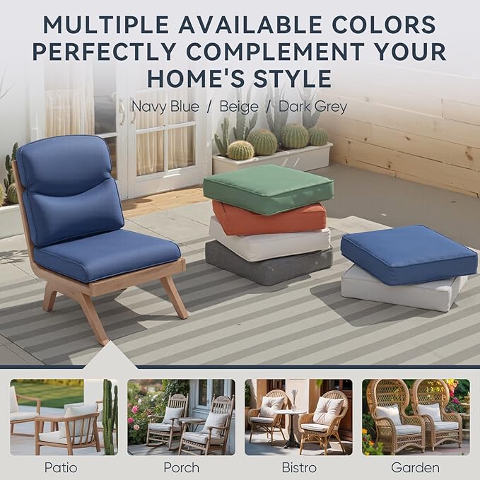 Patio Chair Cushions 6 Packs - Outside High Back Thick Water-Resistant Cushion 22x24 for Outdoor Glider Rocking Chairs Loveseat 3-Seater Couch Sofa – Blue/Crescent