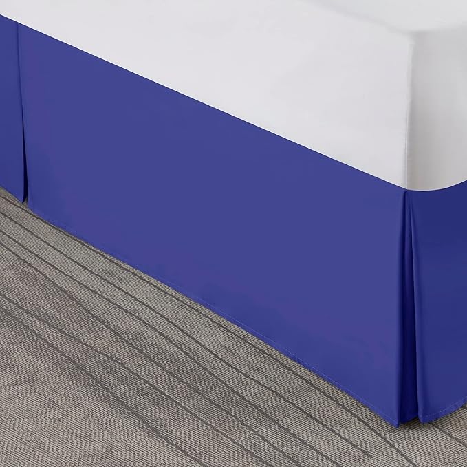 Nestl Royal Blue Full XL Bed Skirt - Full XL Size Bed Skirt 14 Inch Drop - Brushed Microfiber Bed Skirts - Hotel Quality Pleated Bed Skirt - Shrinkage & Fade Resistant