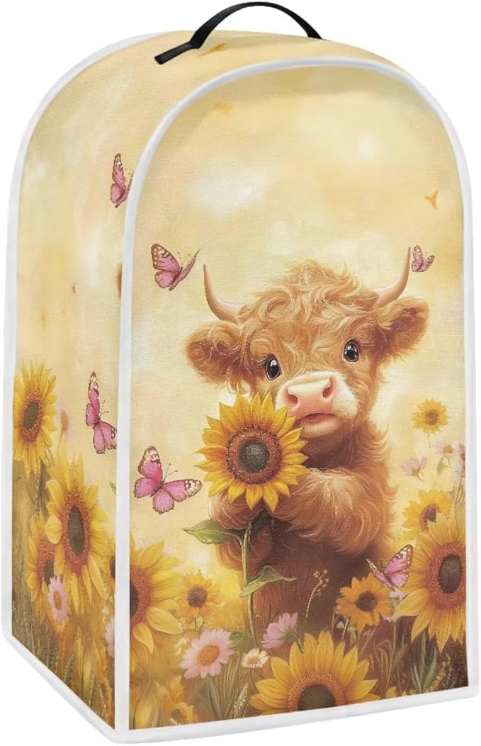 Highland Cow Blender Cover for Kitchen Blender Dust Cover Reusable Food Processor Dust Cover Easy to Install Kitchen Appliance Cloth Cover Novelty Tabletop Decor Gift for Friends